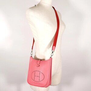 HERMES EvelyneTPM Shoulder Bag Amazon Rose azare Pink / red Taurillon Clem